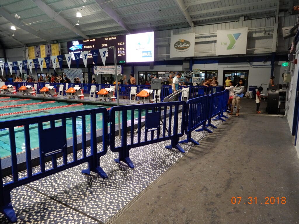 Plastic barriers around pool