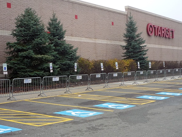 Metal Barriers in Target Parking Lot
