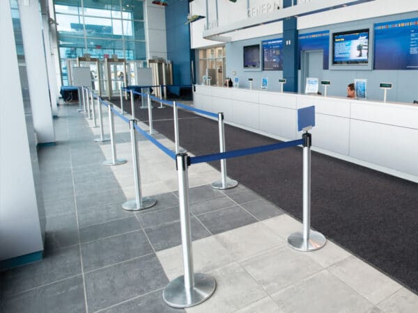 Retractable Belt Barriers and Stanchions at Ticket Office