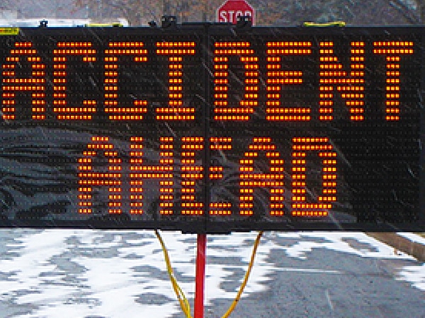 Traffic Safety Accident Ahead Electronic Message Sign