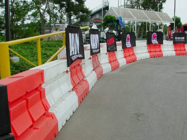 Water Filled Plastic Jersey Barrier at Race Track
